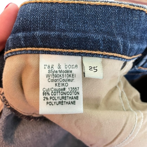 rag & bone Dre Slim Boyfriend Jeans Keiko Wash Size 25 - Picture 8 of 10